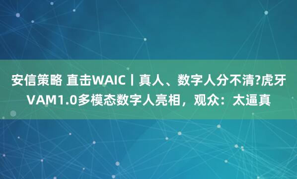 安信策略 直击WAIC丨真人、数字人分不清?虎牙VAM1.0多模态数字人亮相，观众：太逼真